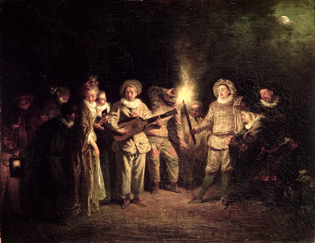 De Italiaanse Komedie, c.1716 door Jean Antoine Watteau
