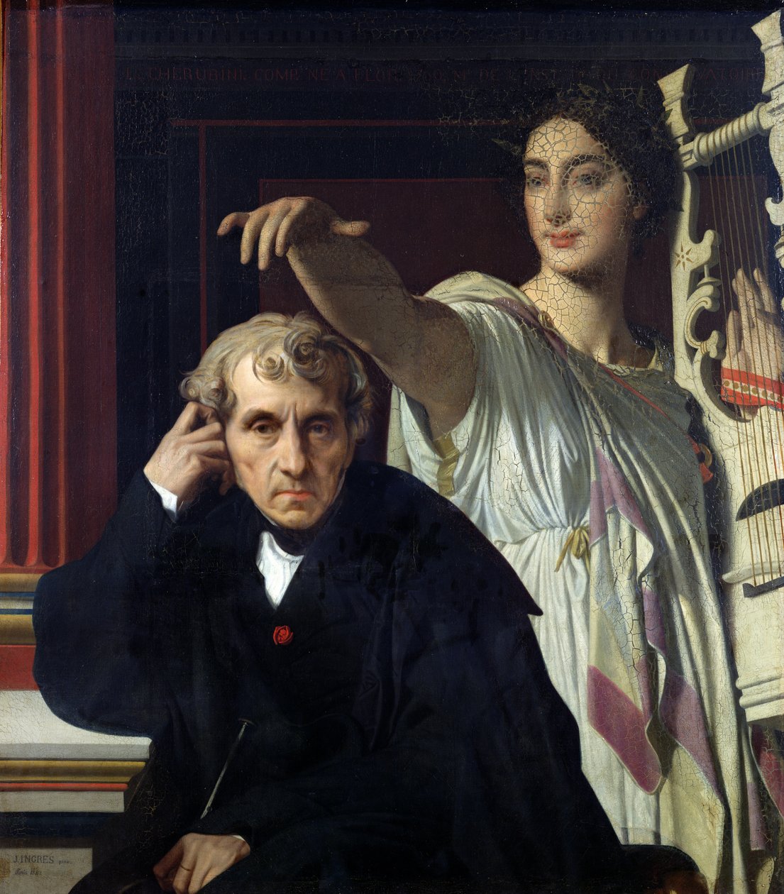 Portret van de Italiaanse componist Cherubini (1760-1842) en de Muze van de Lyrische Poëzie, 1842 door Jean Auguste Dominique Ingres