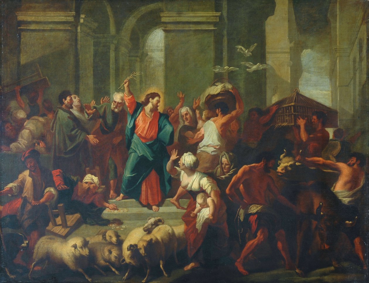 Christus verdrijft de verkopers uit de tempel door Jean Baptiste  attr. to Jouvenet