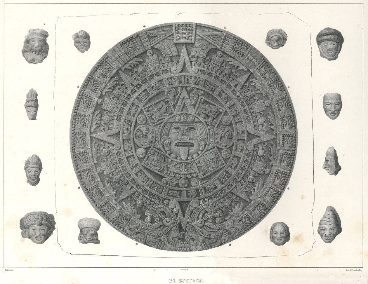 El Zodiaco. Originele grootte (nette lijnen) door Jean Baptiste Arnout
