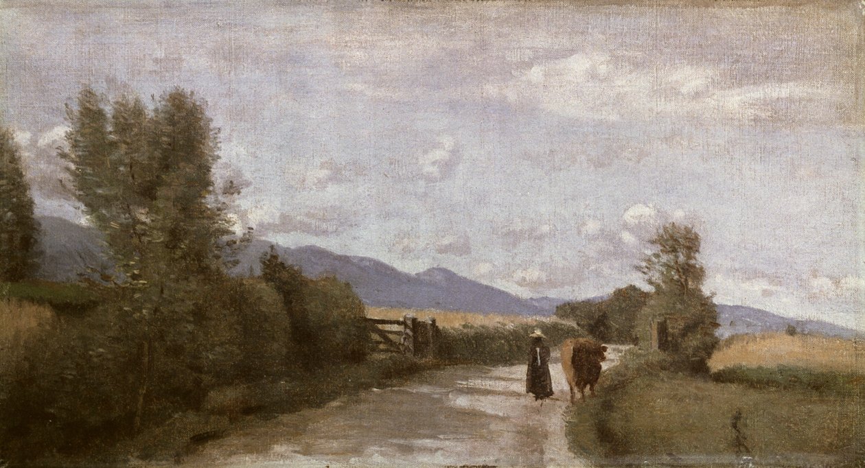Dardagny, ochtend, ca. 1853 door Jean Baptiste Camille Corot