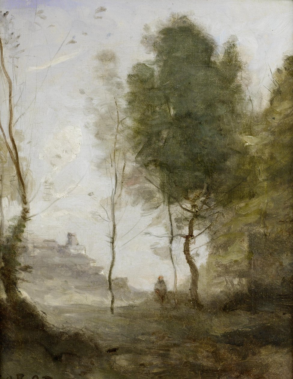 Studie van landschap - Herinnering aan Italië door Jean-Baptiste-Camille Corot