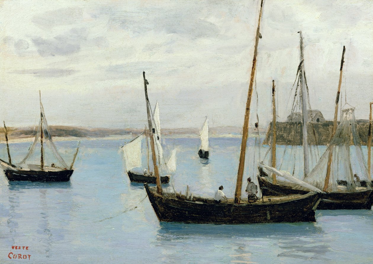 Granville, Vissersboten door Jean Baptiste Camille Corot