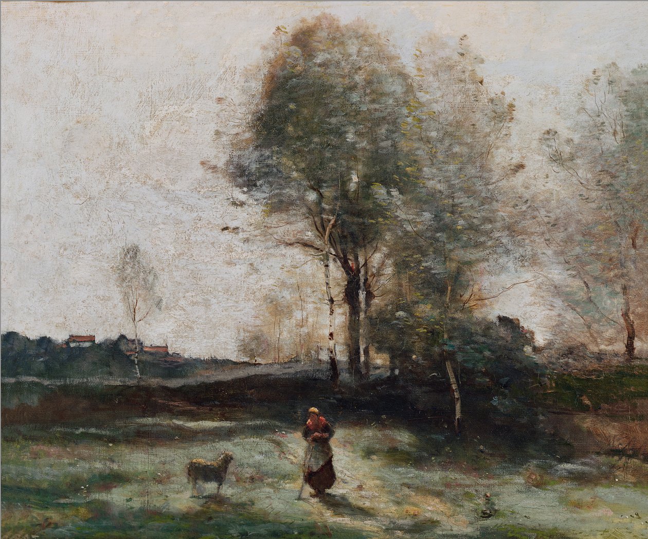 Landschap of, Ochtend in het veld door Jean Baptiste Camille Corot
