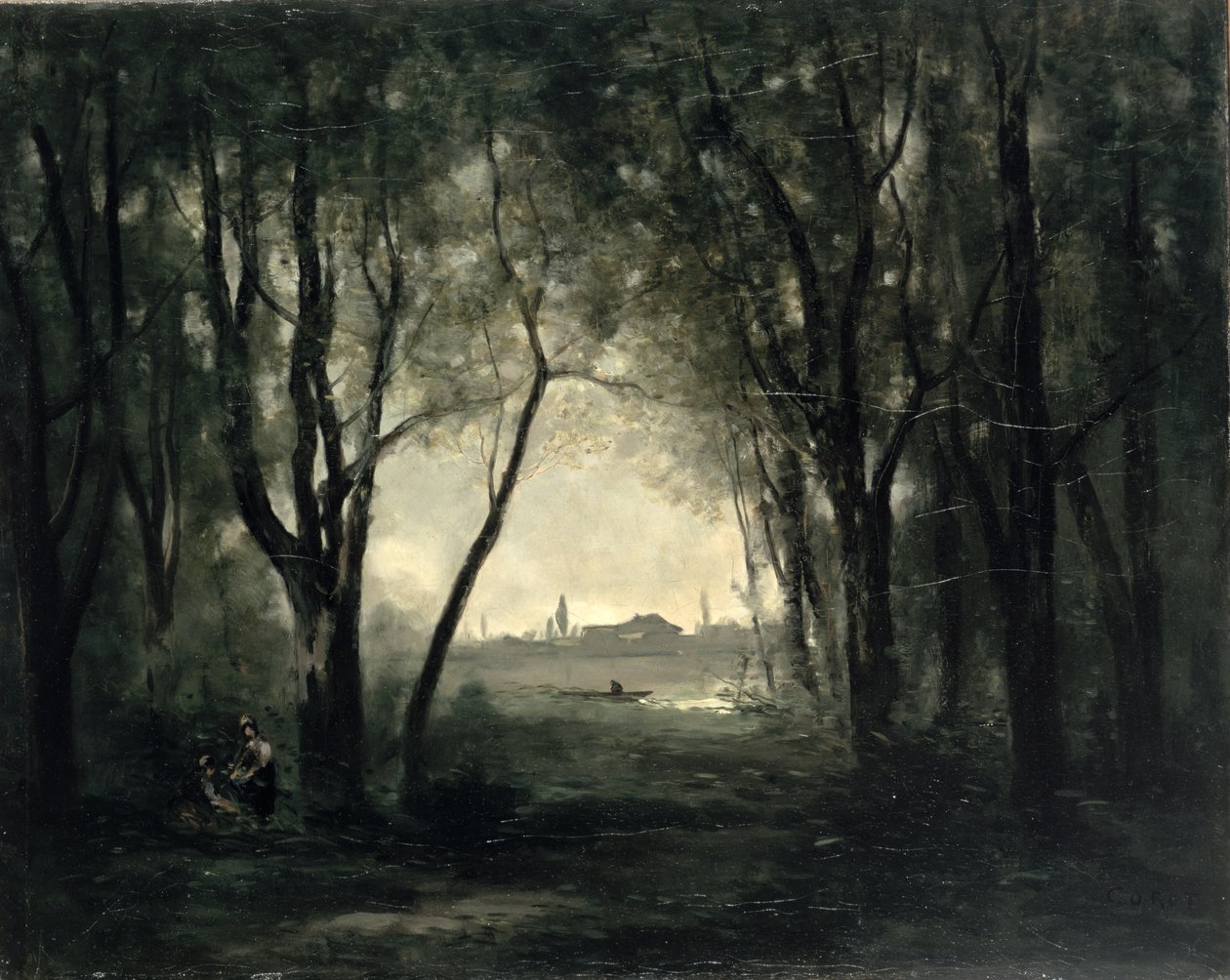Landschap met een meer, 1860-73 door Jean-Baptiste-Camille Corot