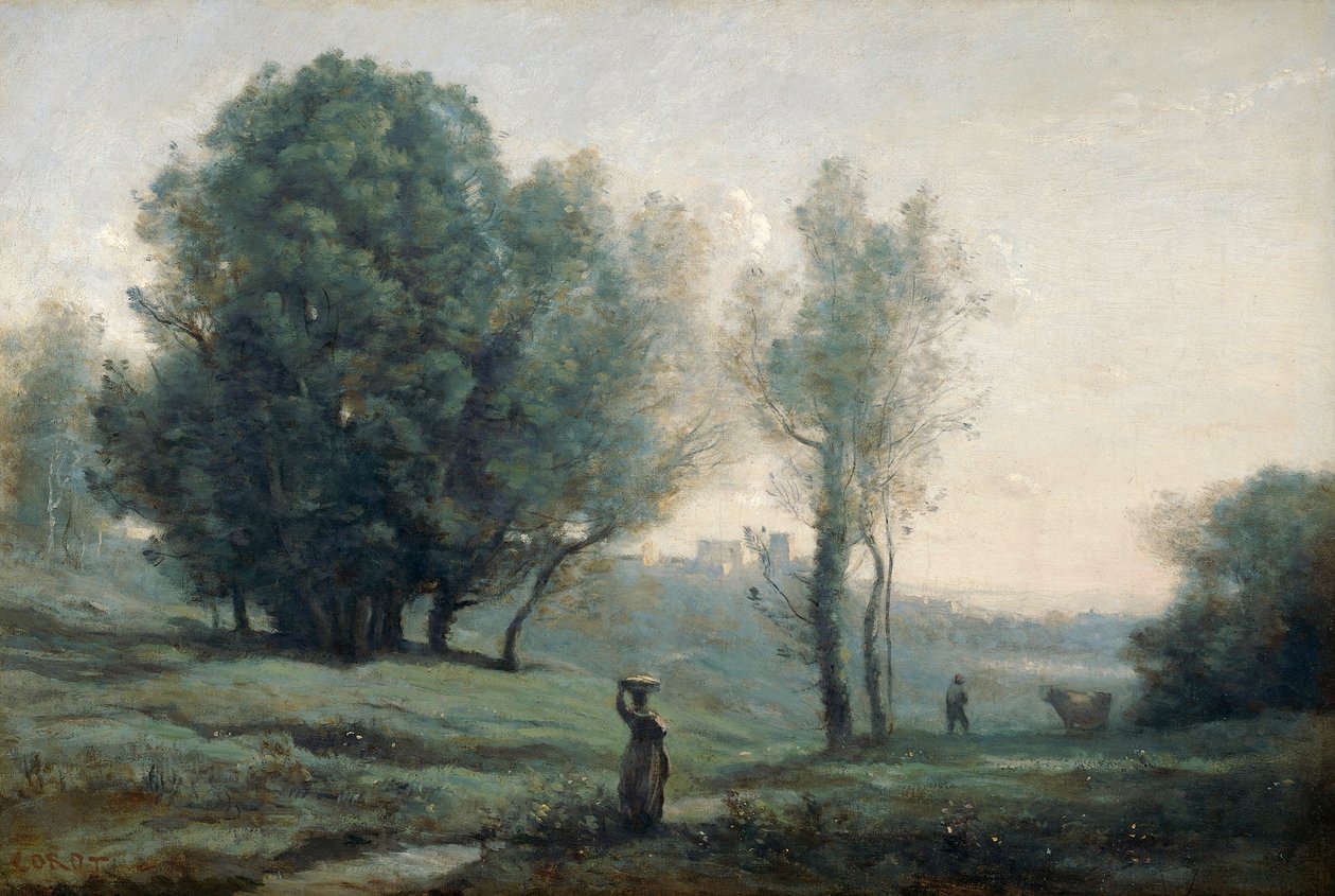 Landschap door Jean Baptiste Camille Corot