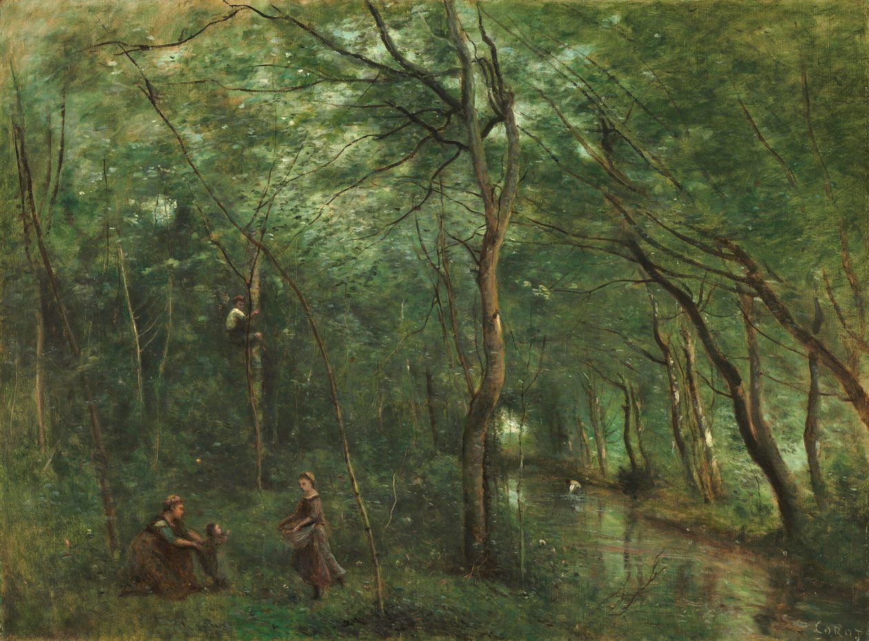 Languille verzamelaars door Jean-Baptiste-Camille Corot