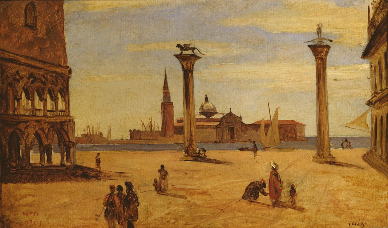 Piazzetta di San Marco, Venetië, 1828-34 door Jean Baptiste Camille Corot