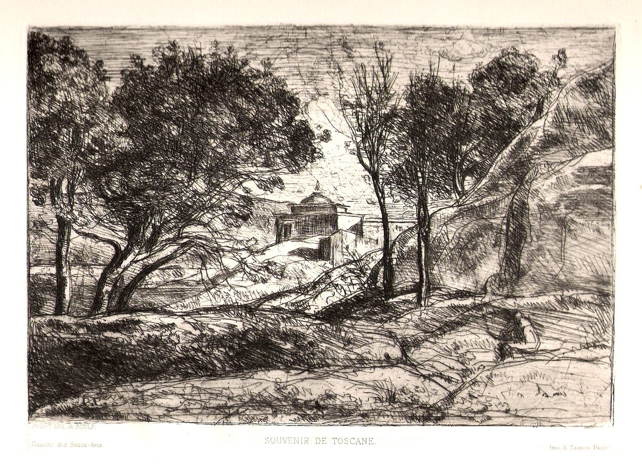 Herinnering aan Toscane door Jean Baptiste Camille Corot