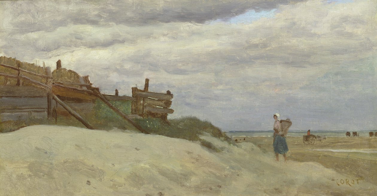 Het strand van Duinkerken, 1857 door Jean Baptiste Camille Corot