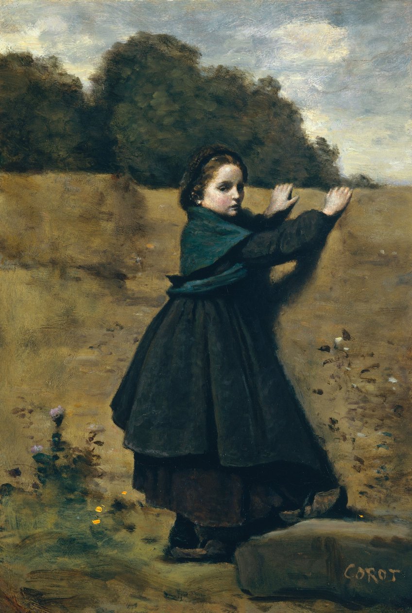 Het Nieuwsgierige Meisje, 1860-64 door Jean Baptiste Camille Corot