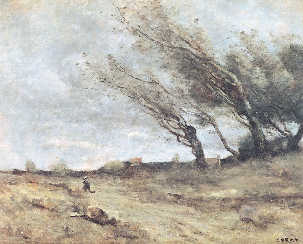 De Windvlaag, c.1865-70 door Jean Baptiste Camille Corot