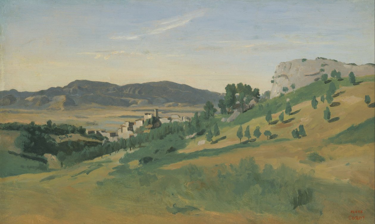 Uitzicht op Olevano door Jean Baptiste Camille Corot