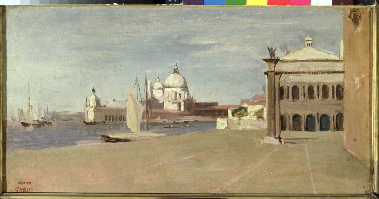 Uitzicht op het Grote Kanaal, Venetië, vanaf de Riva degli Schiavone door Jean Baptiste Camille Corot