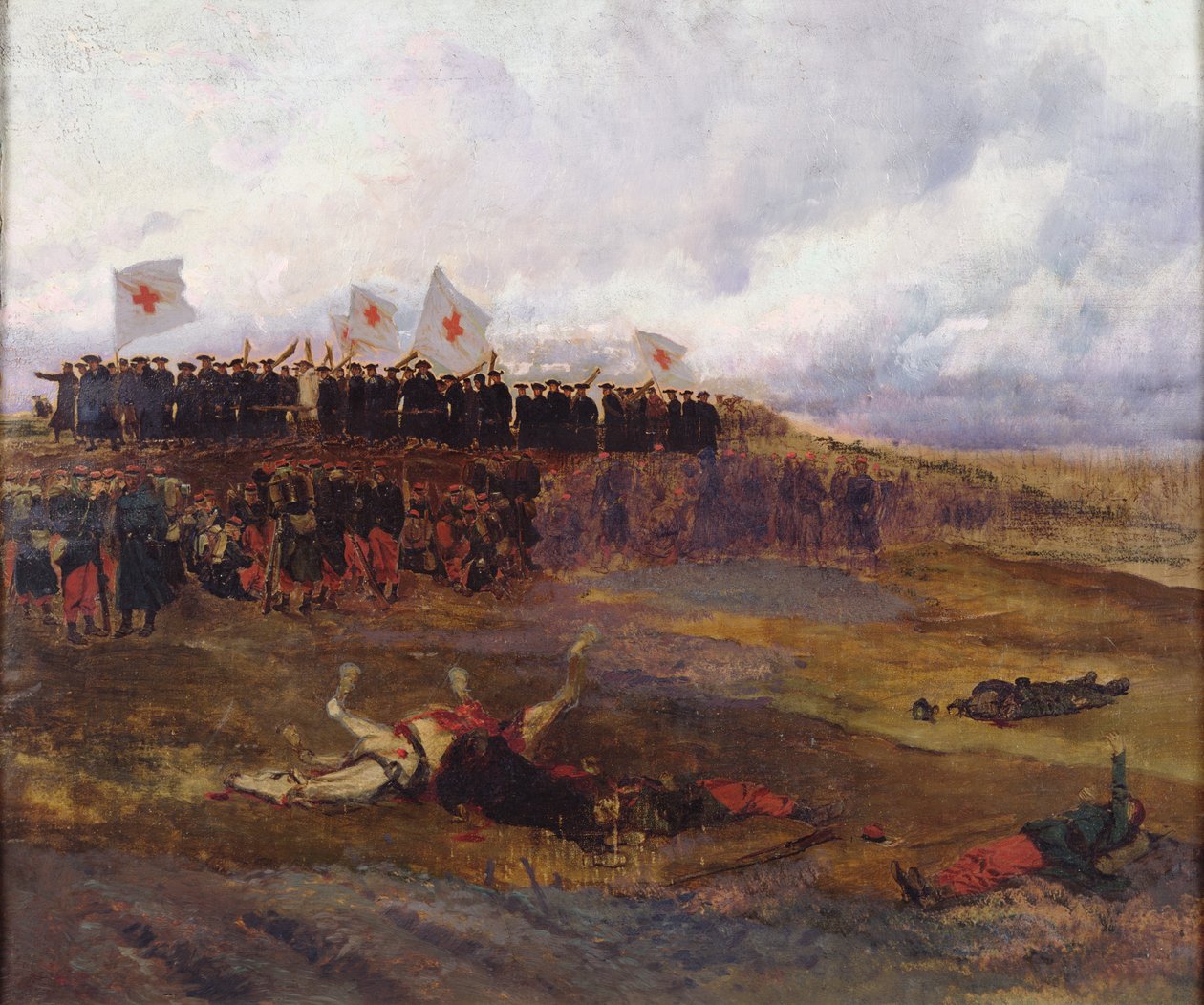 Brancarddragers op het slagveld tijdens het Beleg van Parijs door Jean-Baptiste Edouard Detaille