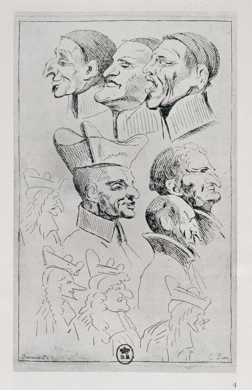 Figuren van jezuïeten in karikatuur, ca. 1762 door Jean Baptiste Jouvenet