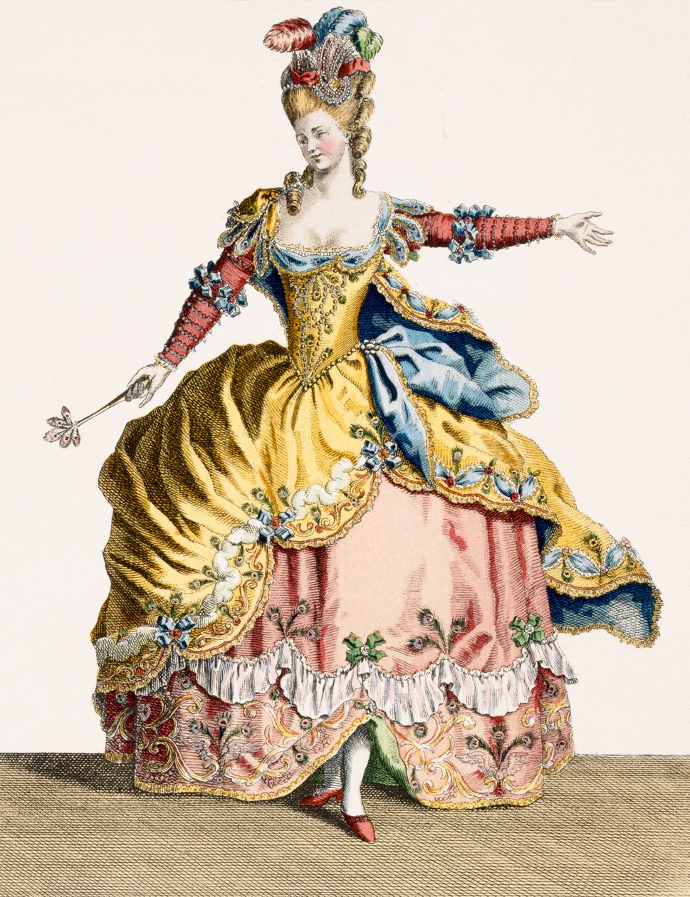 Kostuum voor de Koningin van de Sylfen in het Ballet van de Elementen, gegraveerd door Rene Gaillard (c.1719-90) c.1780 door Jean Baptiste Martin