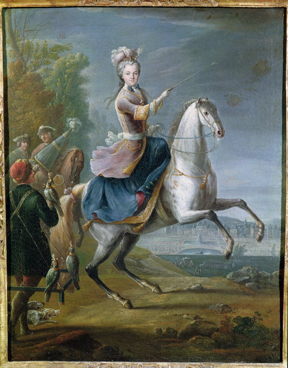 Ruiterportret van Maria Leszczynska (1703-68) door Jean-Baptiste Martin