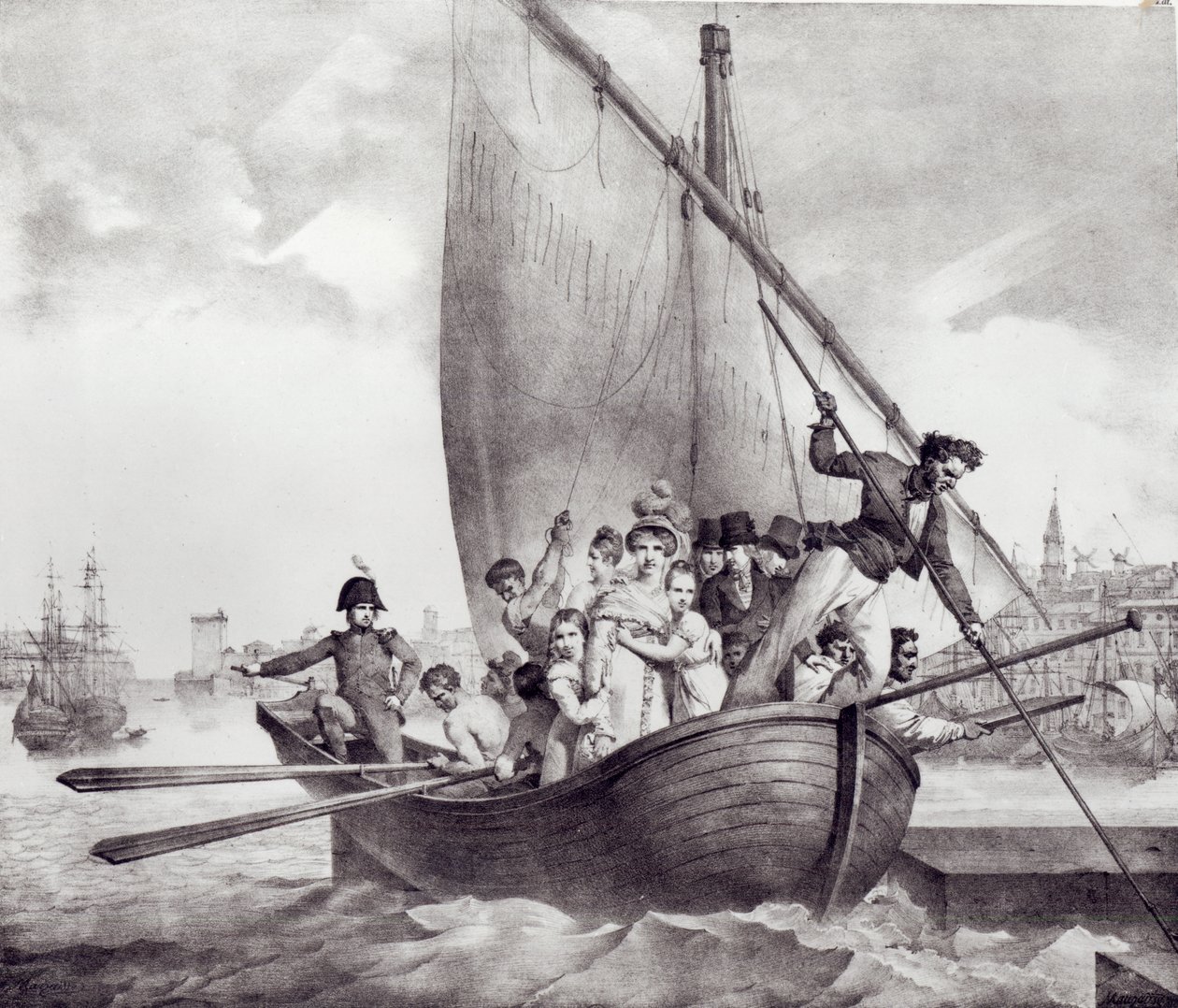 Familie Bonaparte arriveert in Toulon (Frankrijk), op de vlucht voor Corsica, 17 juni 1793, gegraveerd door Motte, Charles (1785-1836) door Jean Baptiste Mauzaisse