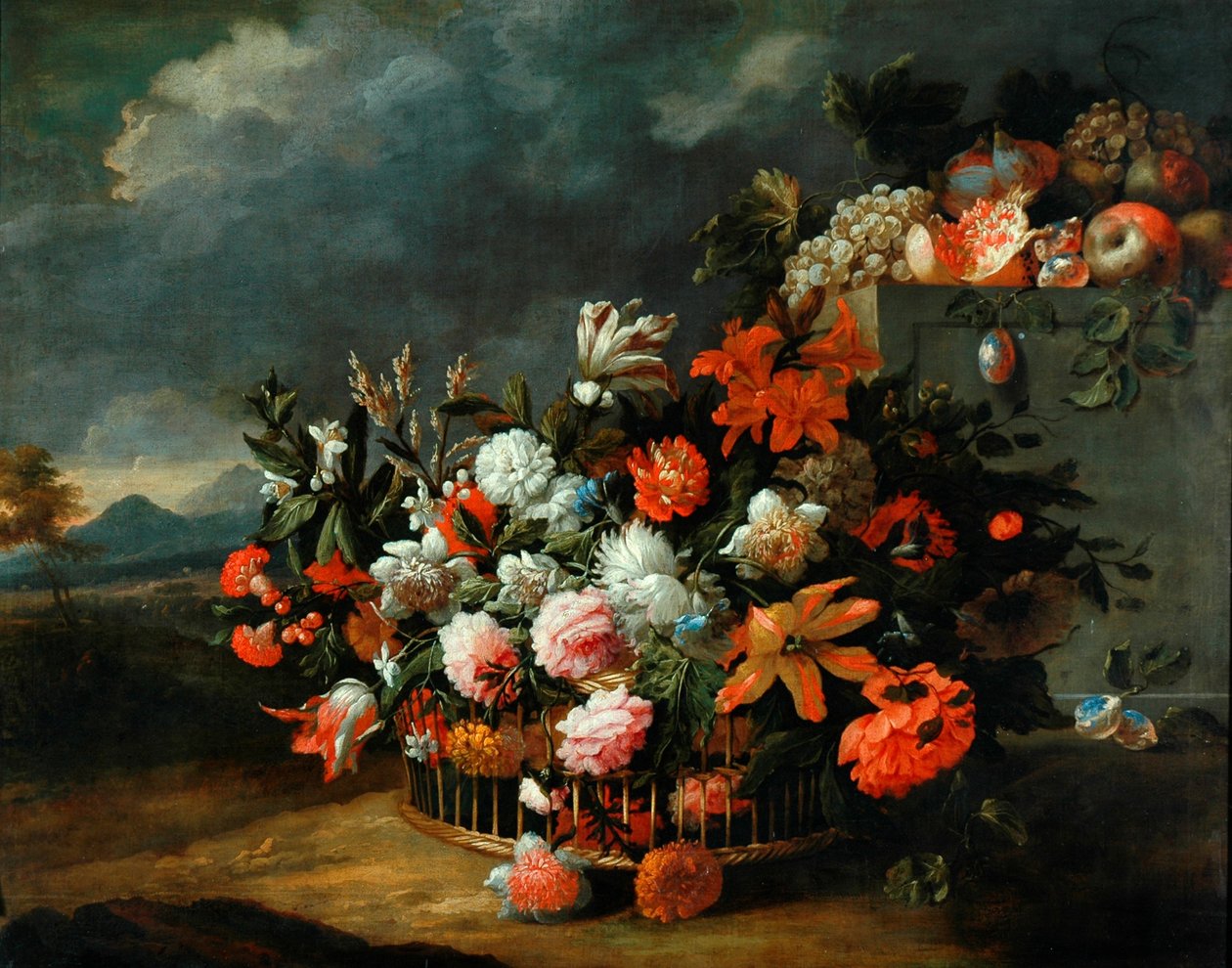 Mand met bloemen door Jean-Baptiste Monnoyer