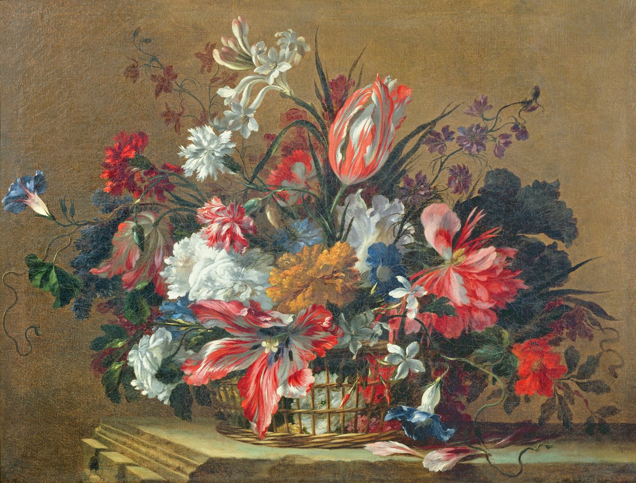 Mand met bloemen door Jean-Baptiste Monnoyer