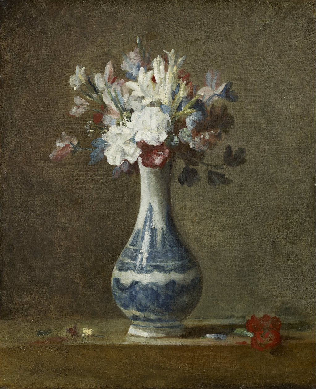 Een vaas met bloemen door Jean-Baptiste Simeon Chardin
