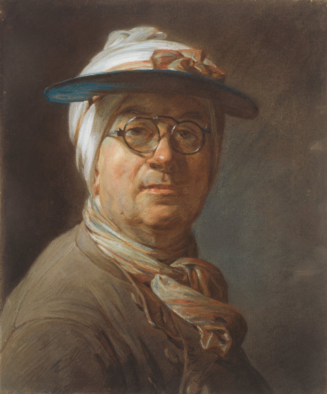 Zelfportret met vizier door Jean Baptiste Simeon Chardin