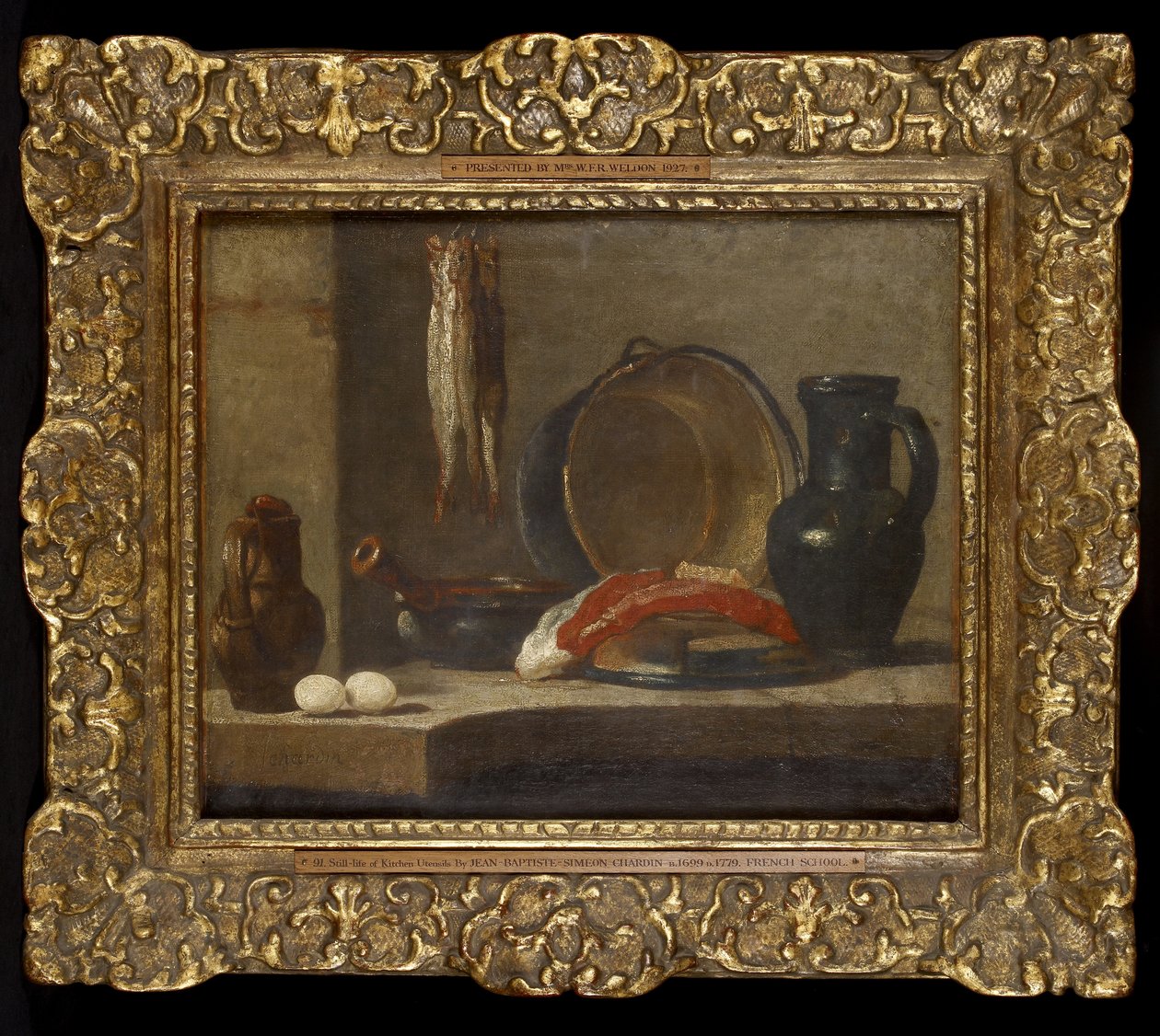 Stilleven van keukenbenodigdheden, c.1733-34 door Jean Baptiste Simeon Chardin