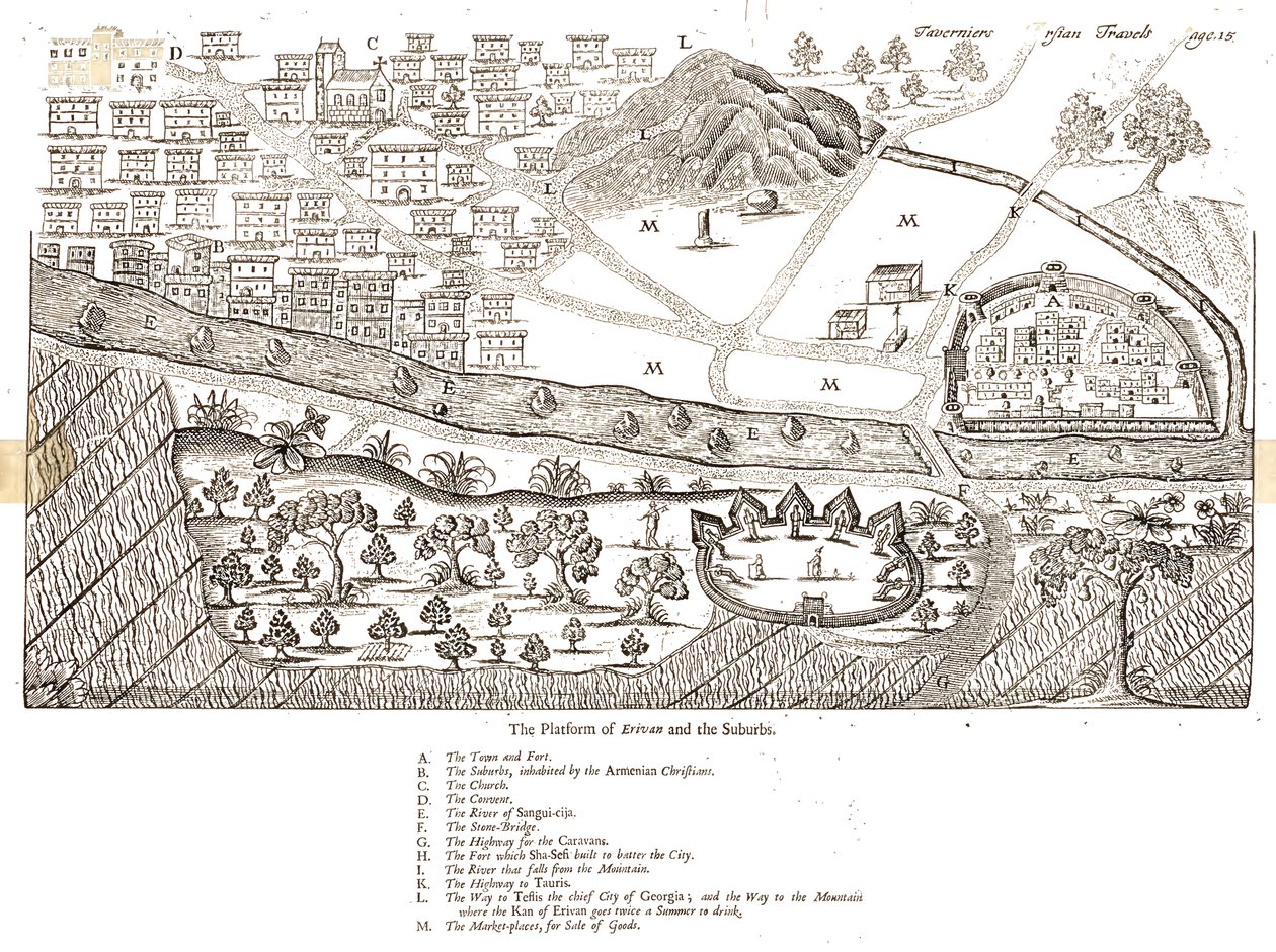 Panorama van Erivan door Jean Baptiste Tavernier