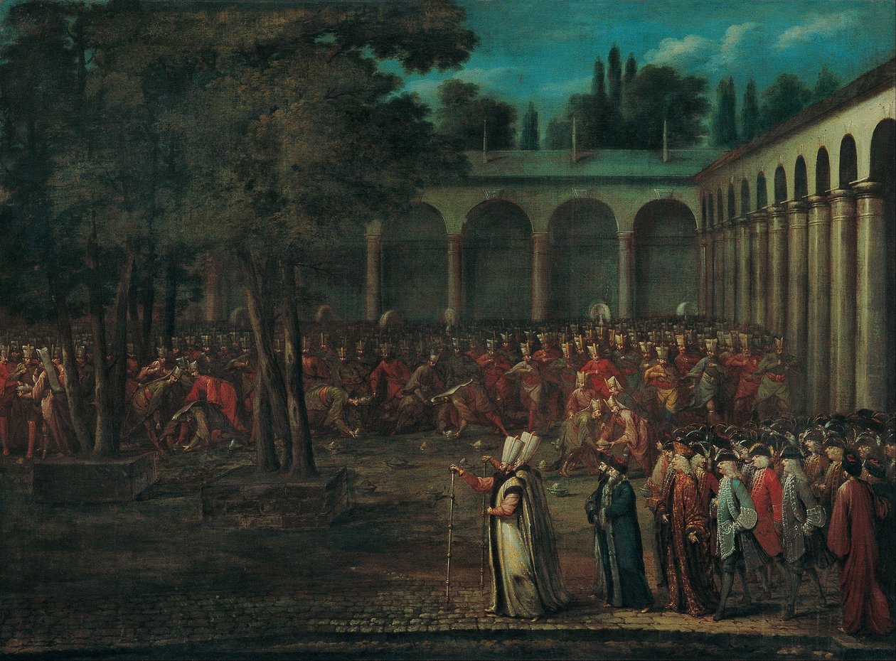 De Ambassadeursdelegatie die door de Tweede Binnenplaats van het Topkapı Paleis Gaat door Jean Baptiste Vanmour