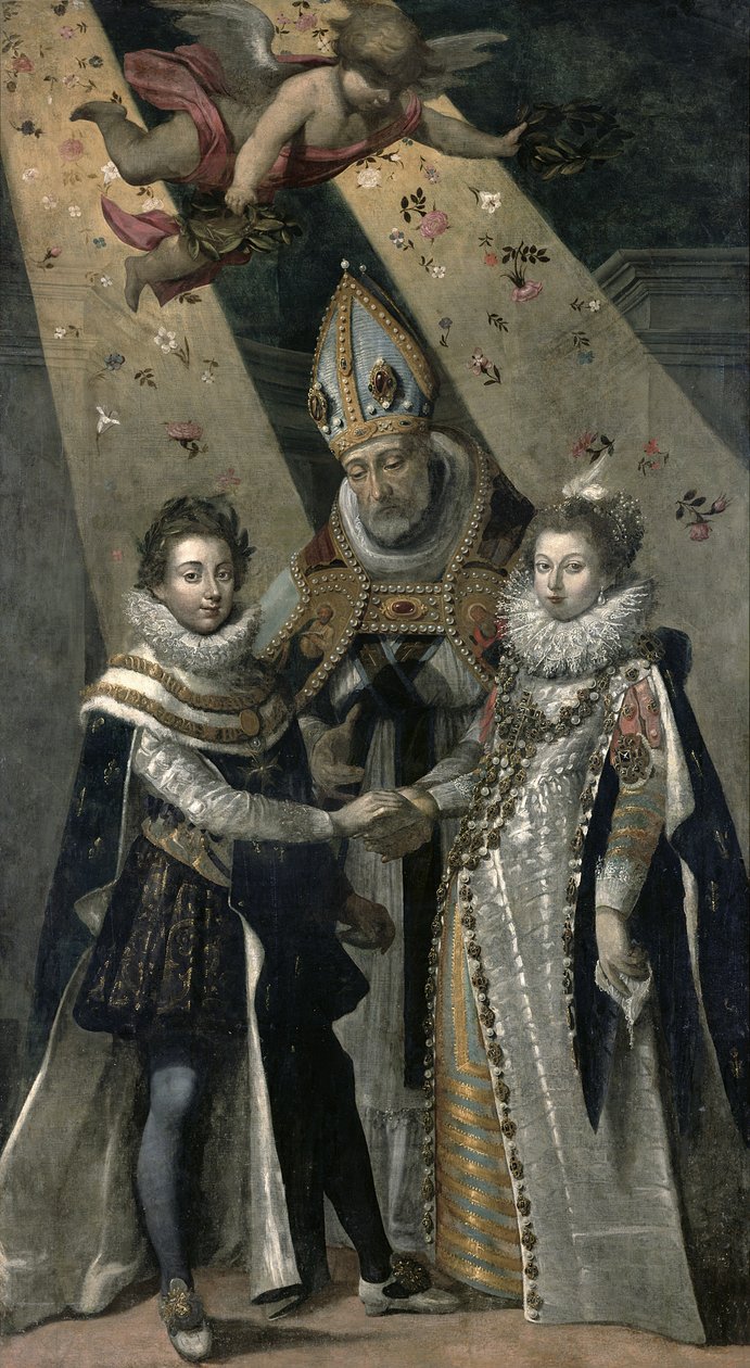 Het Huwelijk van Lodewijk XIII, Koning van Frankrijk en Navarra, en Anna van Oostenrijk, Infanta van Spanje, in 1615 door Jean Chalette