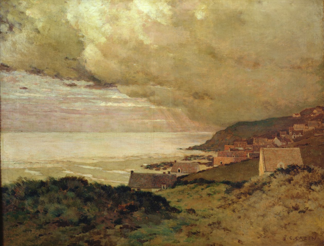 Storm, Enquihen, Pas-de-Calais, 1876 door Jean Charles Cazin