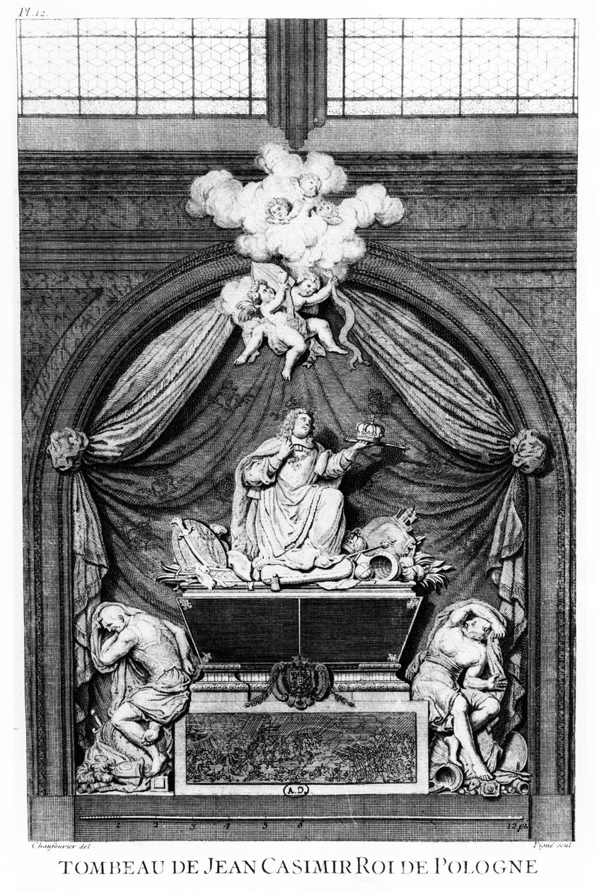 Grafbeeld van het hart van koning Jan II Casimir Vasa in de Abbaye de Saint-Germain-des-Prés in Parijs door Jean Chaufourier