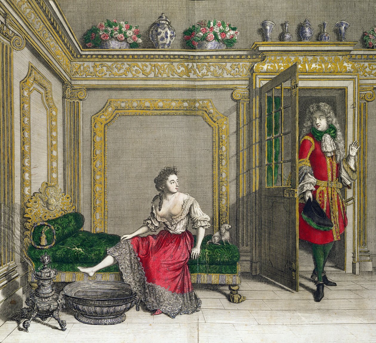 Dame die zich uitkleedt voor het bad, gepubliceerd c.1688-90 door Jean Dieu de Saint Jean