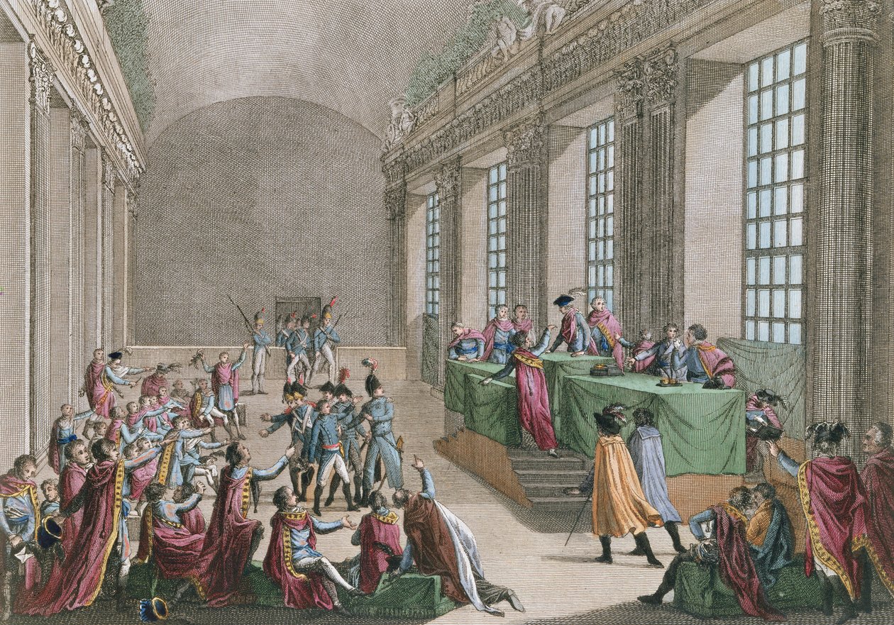 Staatsgreep van 18 Brumaire, 10 november 1799, gegraveerd door Reinier Vinkeles en Daniel Vrydag door Jean Duplessi Bertaux