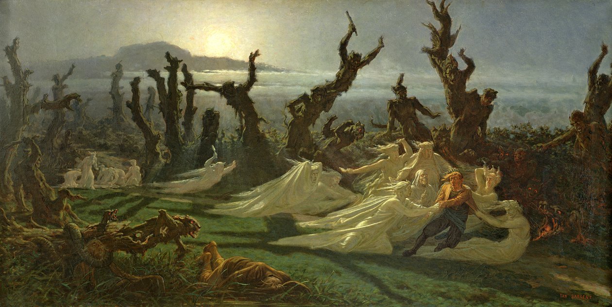Les Lavandieres de la Nuit (De Wasvrouwen van de Nacht) c.1861 door Jean Edouard Dargent