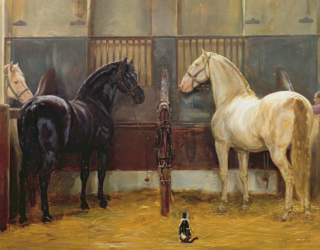 Crèmes en zwarten bij Buckingham Palace Mews door Jean Edouard Lacretelle