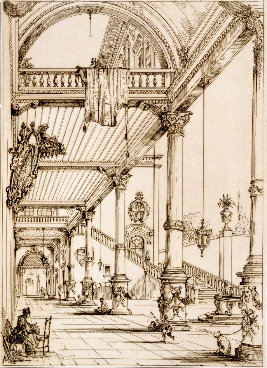 Atrium van een Paleis, in Genua, uit 