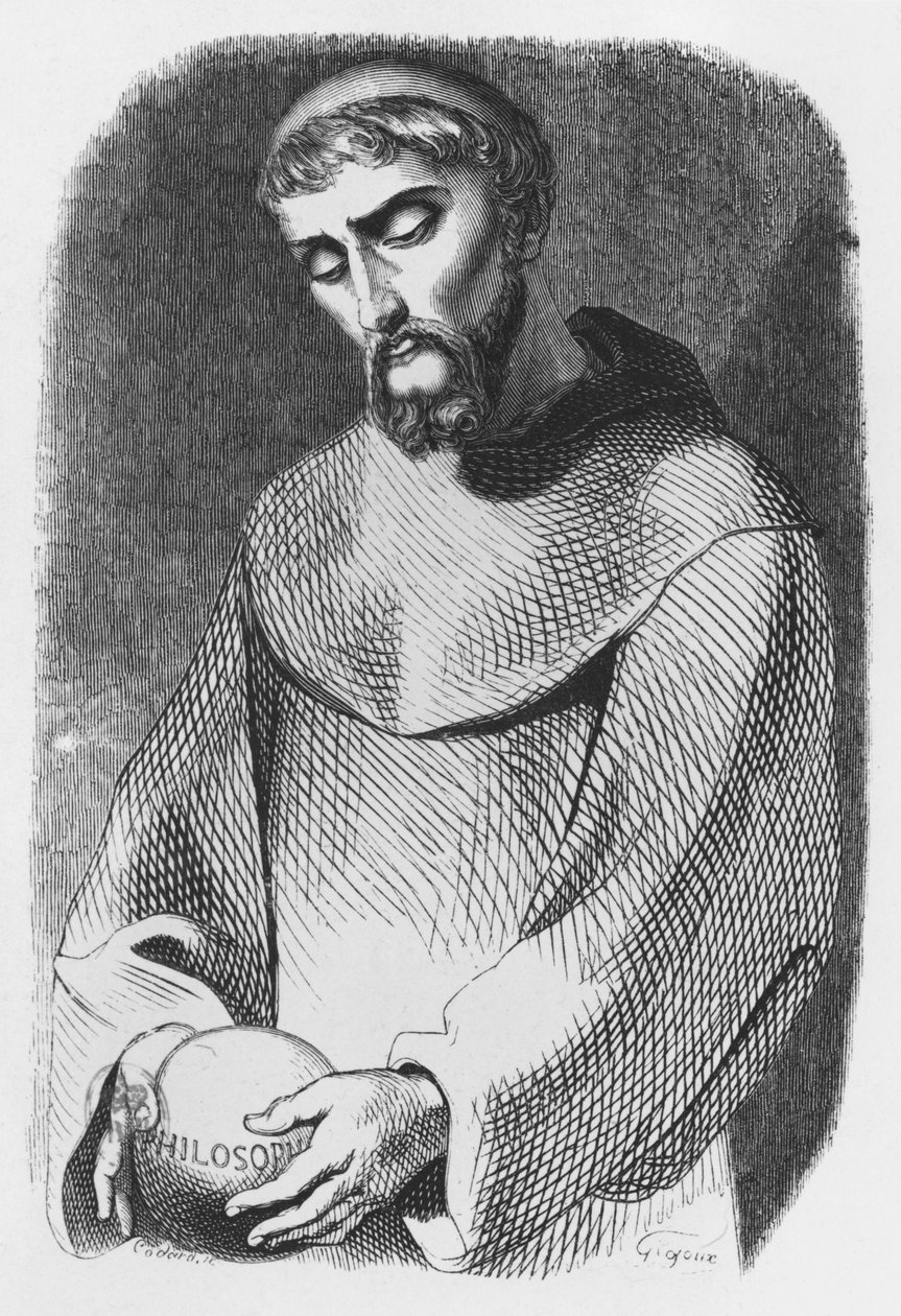Abelard als monnik in Saint-Gildas-de-Rhuys, illustratie uit 