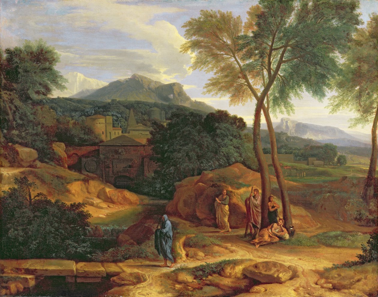 Landschap met Conopion die de as van Phocion draagt door Jean Francois I Millet