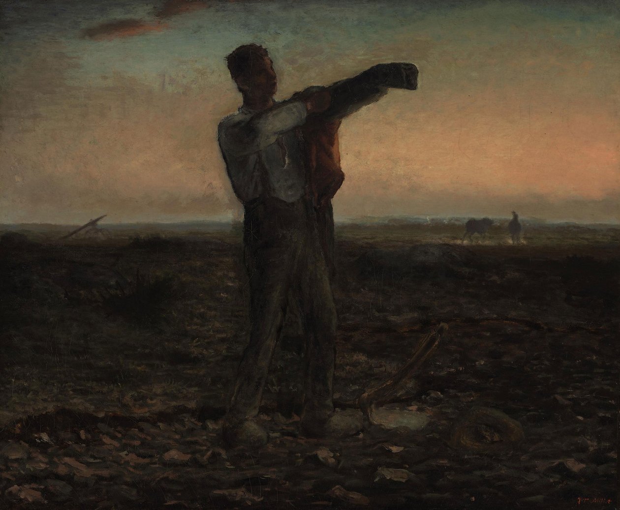 Het einde van de dag, avondlicht door Jean Francois Millet