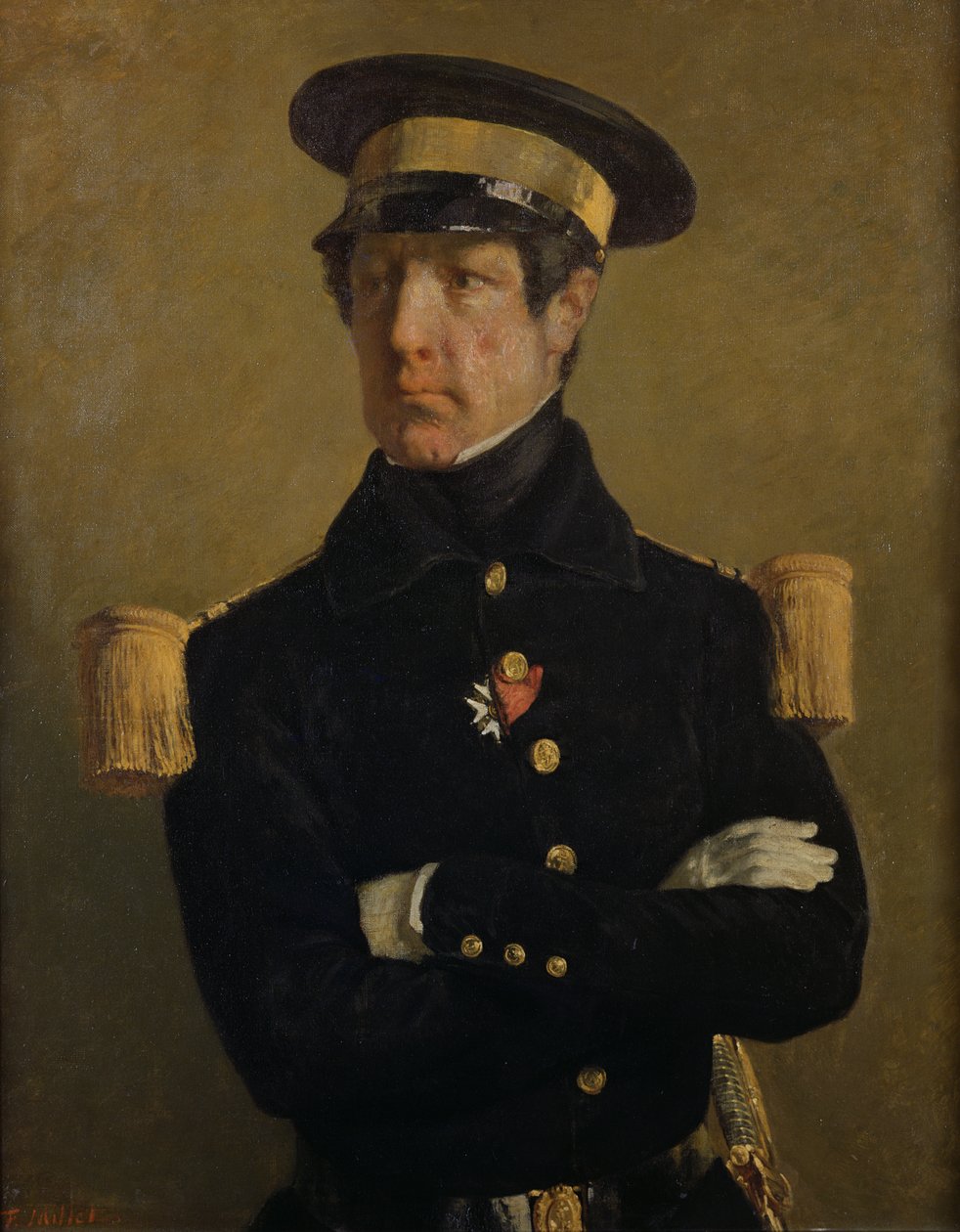 Pierre Claude Aimable Gachot, marine luitenant, ca. 1845 door Jean Francois Millet