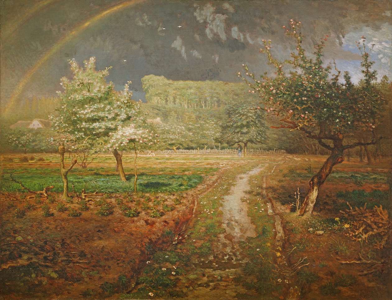 Lente in Barbizon, 1868-73 door Jean Francois Millet