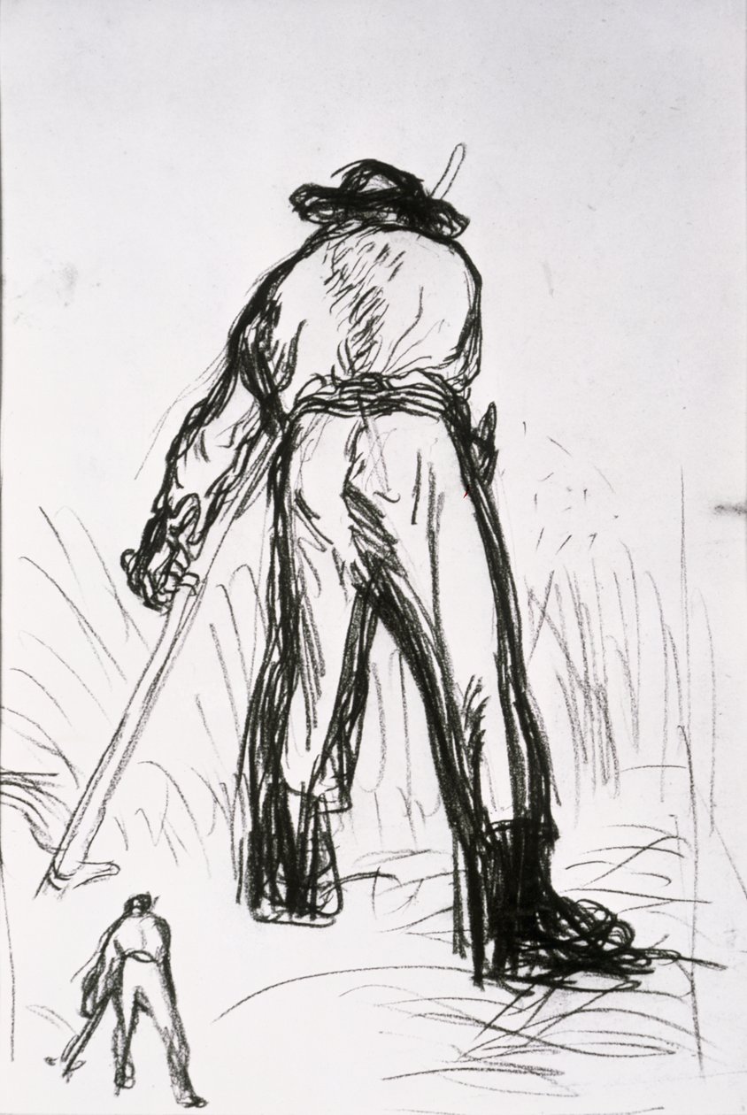 Twee maaiers gezien van achteren door Jean Francois Millet