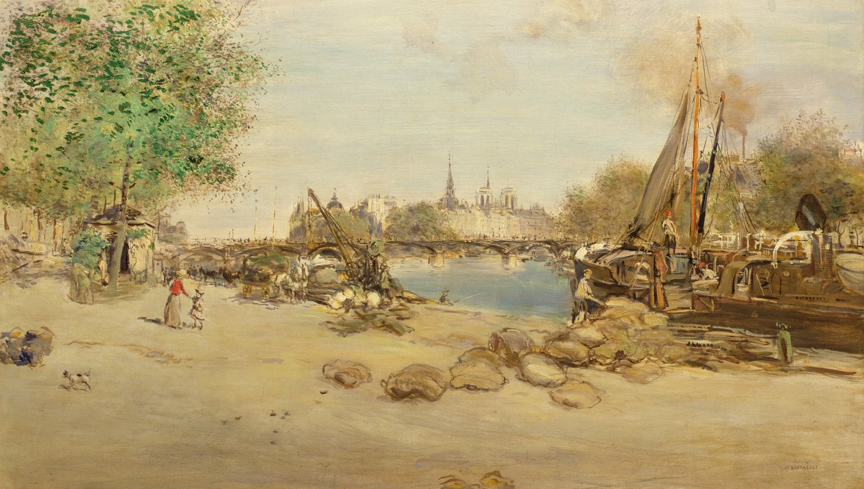 De haven St. Nicolas in Parijs door Jean Francois Raffaelli
