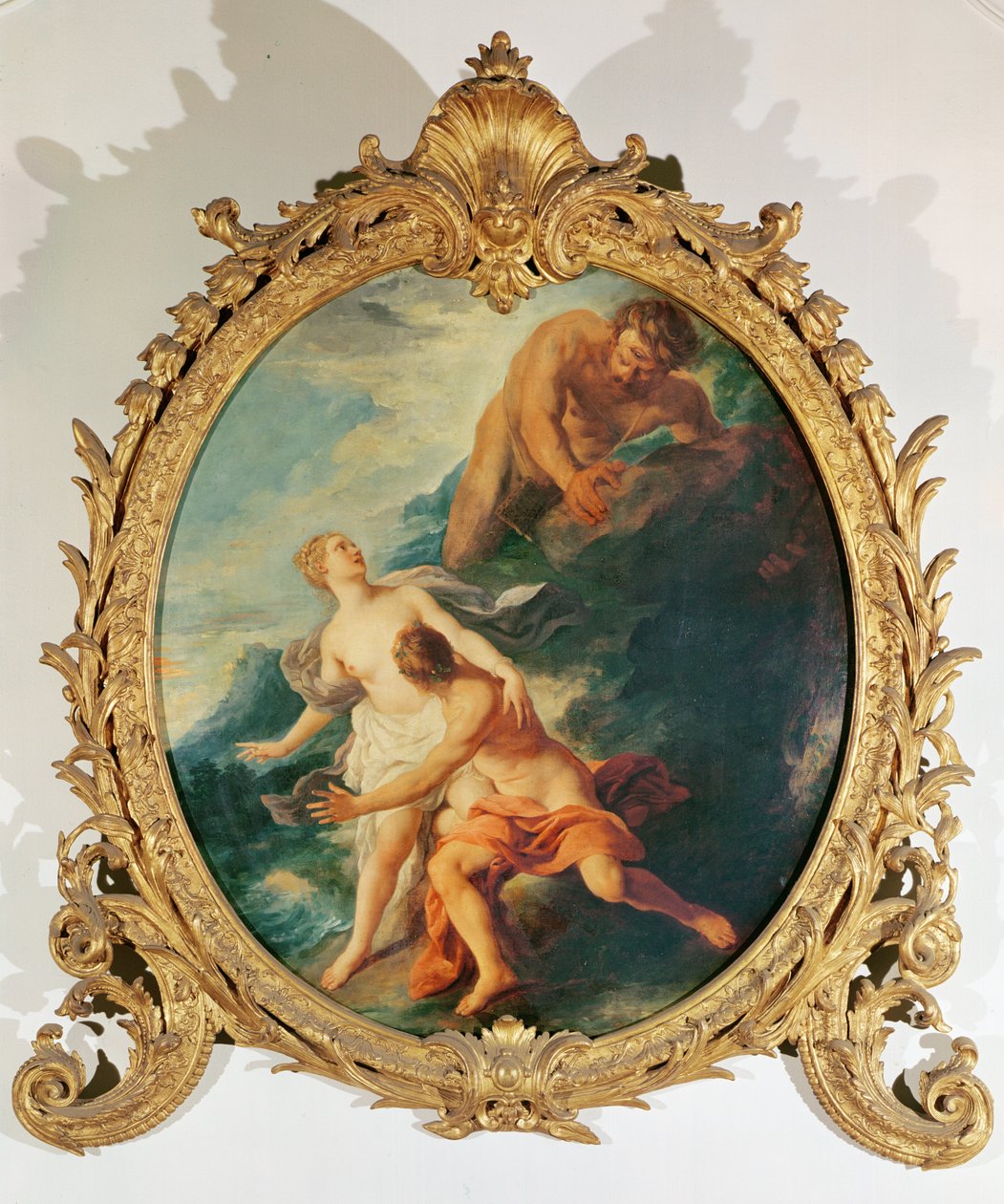 Polyphemus verrast Acis en Galatea door een rots naar hen te gooien door Jean François de Troy