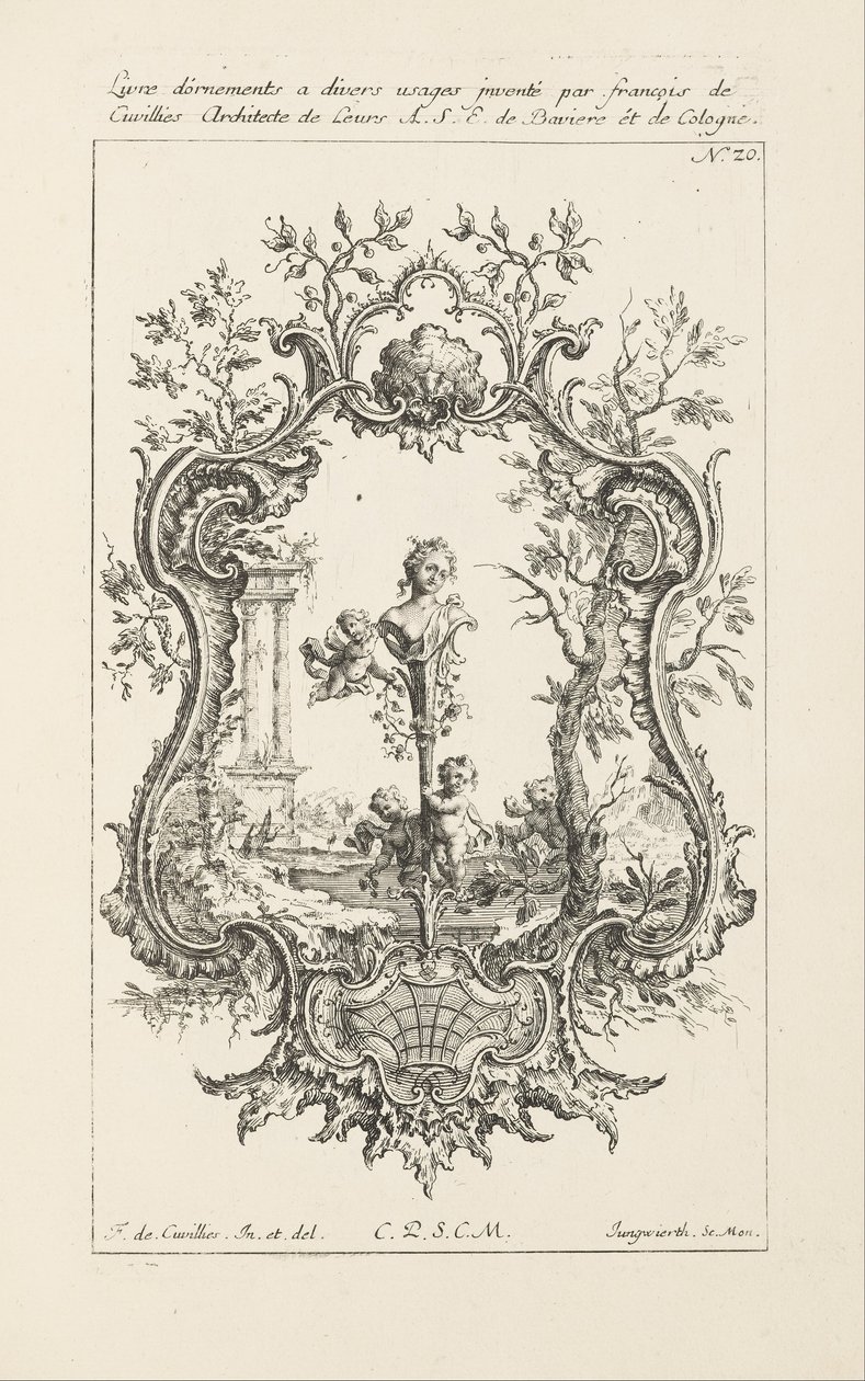 Ontwerp voor cartouche door Jean François Cuvilliés