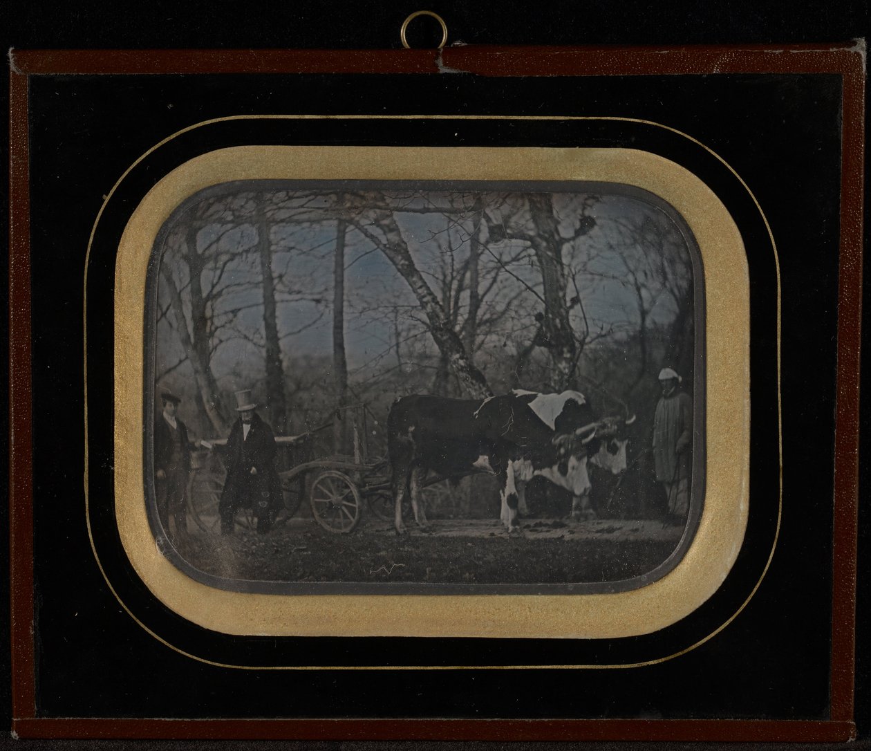 Jean-Gabriel Eynard met twee Dienaren en een Ossenkar door Jean Gabriel Eynard