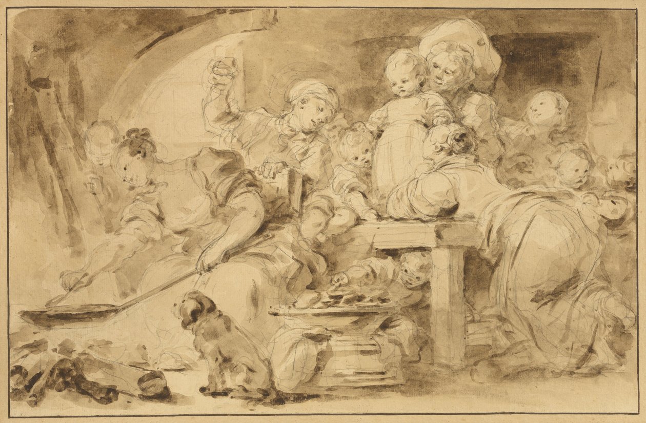 De pannenkoekenmaker door Jean-Honore Fragonard