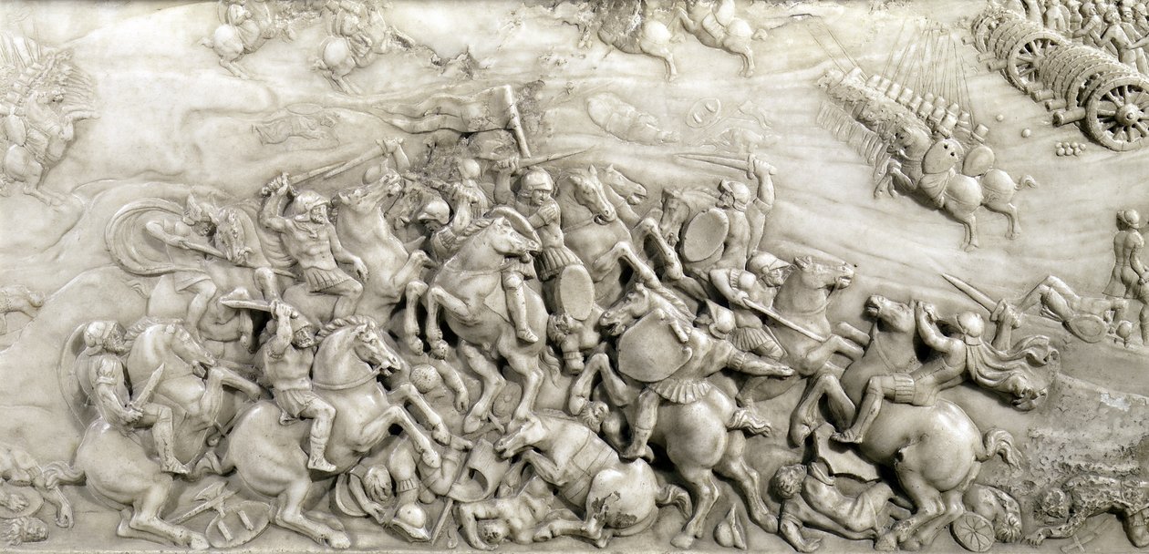De Slag bij Agnadello, 14 mei 1509, detail van het graf van Lodewijk XII (1462-1515) en Anna van Bretagne (1496-1533) 1515 door Jean I Juste